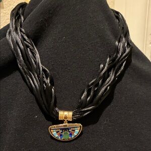 Black and Gold Pendant Necklace